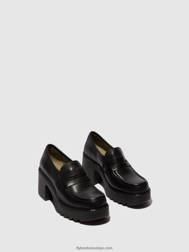 860NR676 chaussures mocassins muly252 Fly London noir femmes