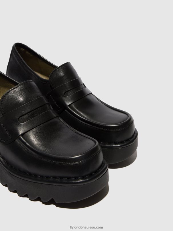860NR676 chaussures mocassins muly252 Fly London noir femmes