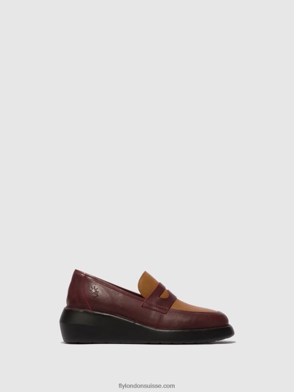 860NR677 mocassins chaussures blar513 Fly London bordeaux/cuoio femmes