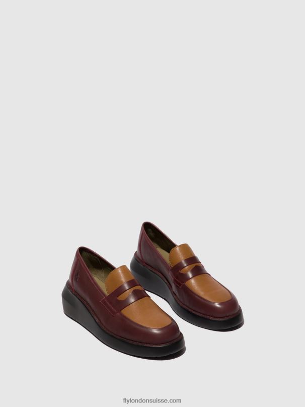 860NR677 mocassins chaussures blar513 Fly London bordeaux/cuoio femmes