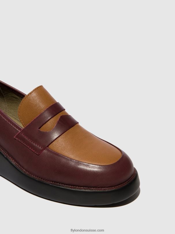 860NR677 mocassins chaussures blar513 Fly London bordeaux/cuoio femmes