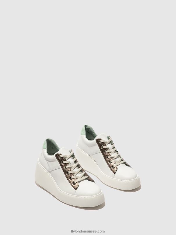 860NR722 baskets à lacets delf580 Fly London blanc/bronze graphite/menthe femmes