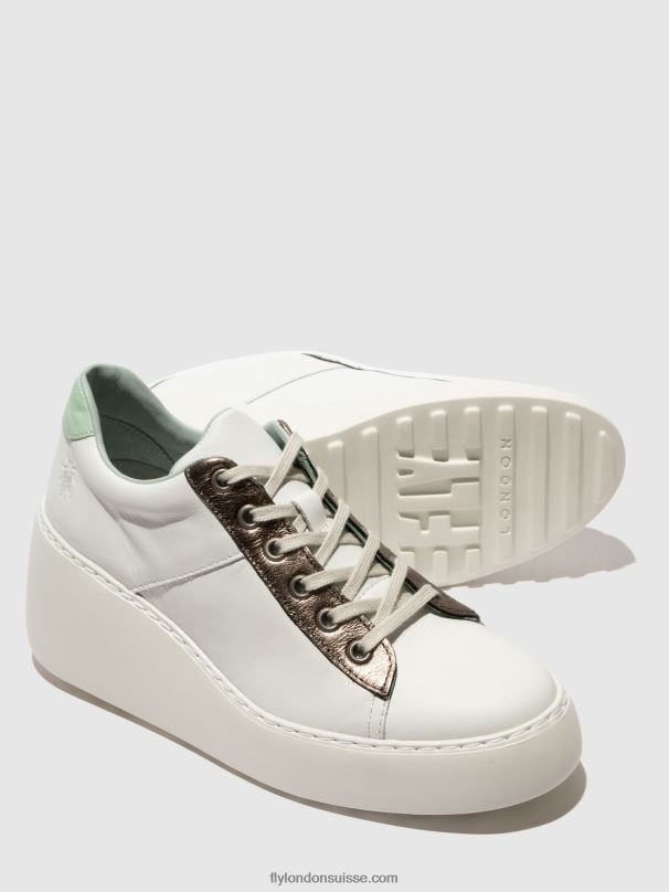 860NR722 baskets à lacets delf580 Fly London blanc/bronze graphite/menthe femmes