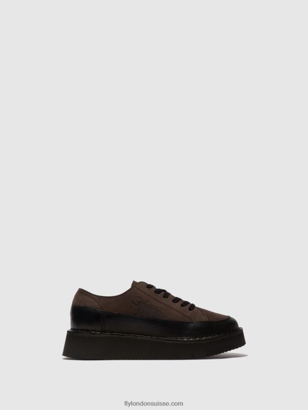 860NR724 baskets à lacets cuda099 Fly London gris noir femmes