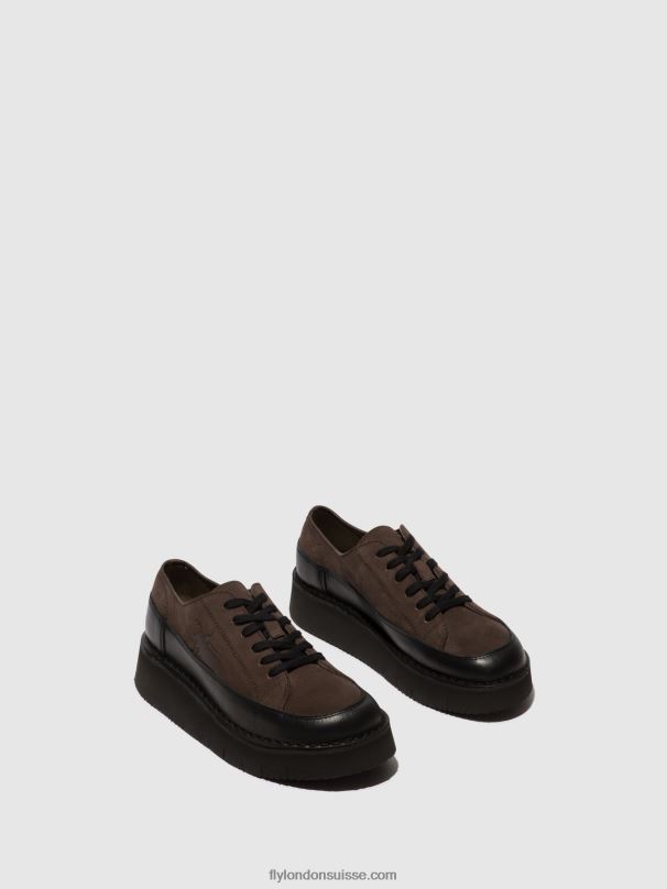 860NR724 baskets à lacets cuda099 Fly London gris noir femmes
