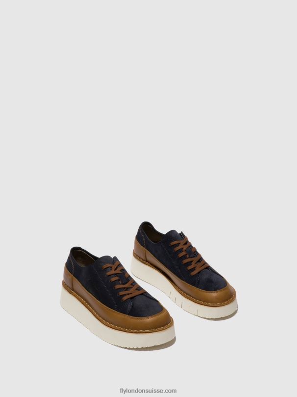 860NR725 baskets à lacets cuda099 Fly London camel/marine femmes