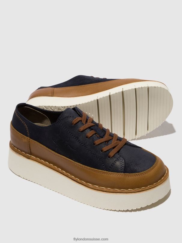 860NR725 baskets à lacets cuda099 Fly London camel/marine femmes