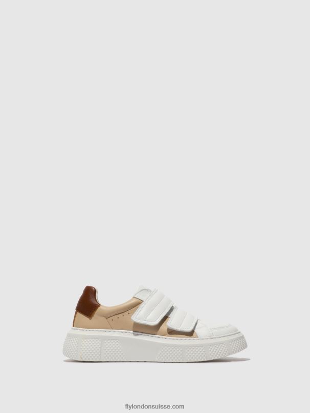 860NR751 baskets velcro edda513 Fly London blanc/beige/cognac femmes