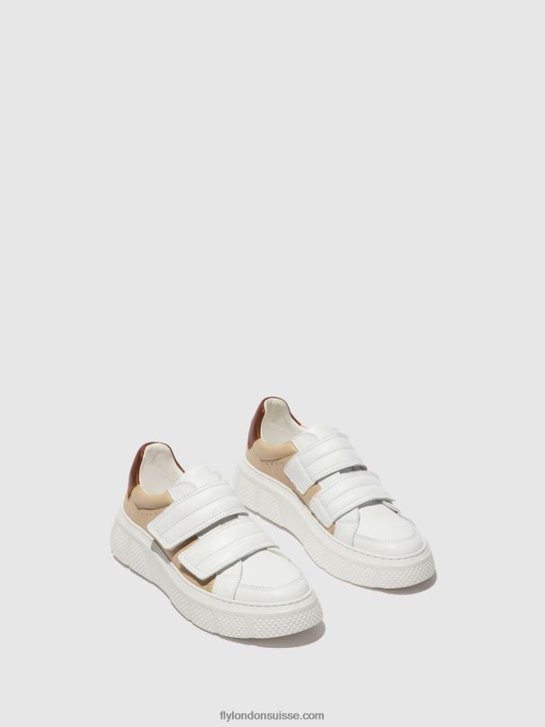 860NR751 baskets velcro edda513 Fly London blanc/beige/cognac femmes