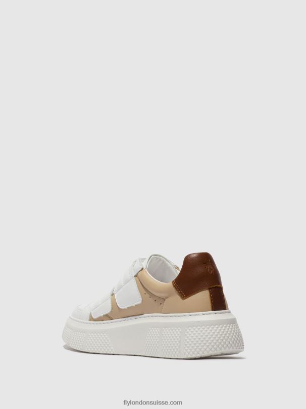 860NR751 baskets velcro edda513 Fly London blanc/beige/cognac femmes