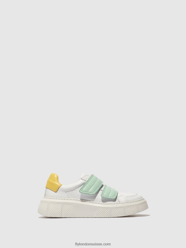860NR755 baskets velcro edda513 Fly London blanc/mynt/jaune femmes