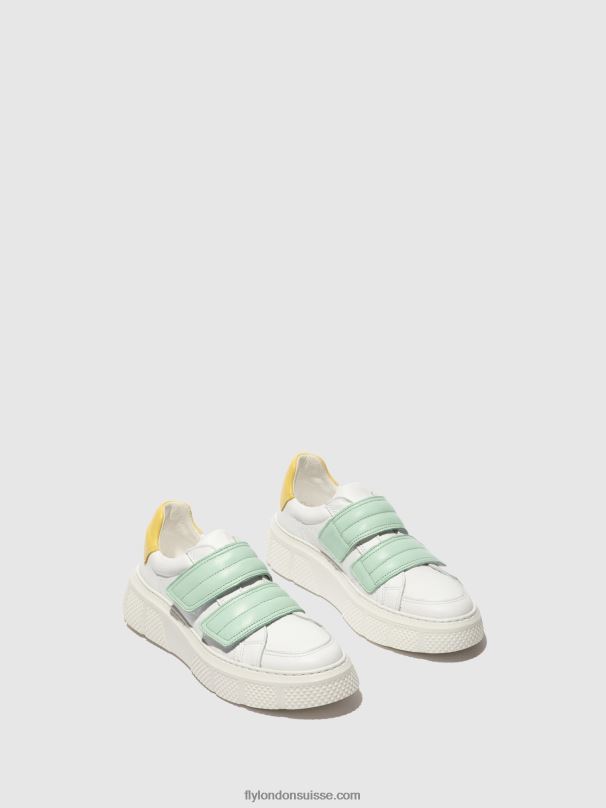 860NR755 baskets velcro edda513 Fly London blanc/mynt/jaune femmes