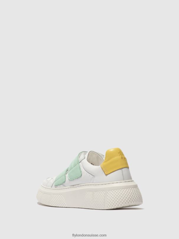860NR755 baskets velcro edda513 Fly London blanc/mynt/jaune femmes
