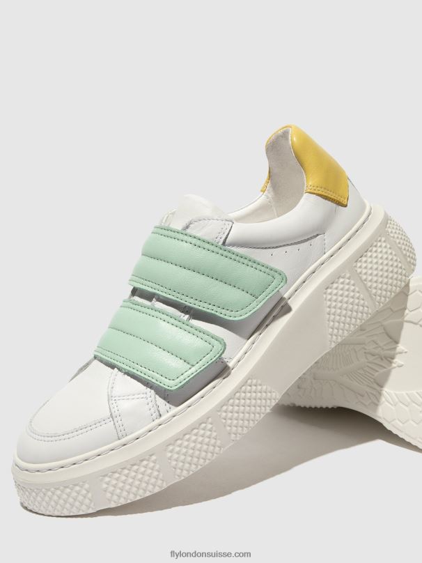 860NR755 baskets velcro edda513 Fly London blanc/mynt/jaune femmes