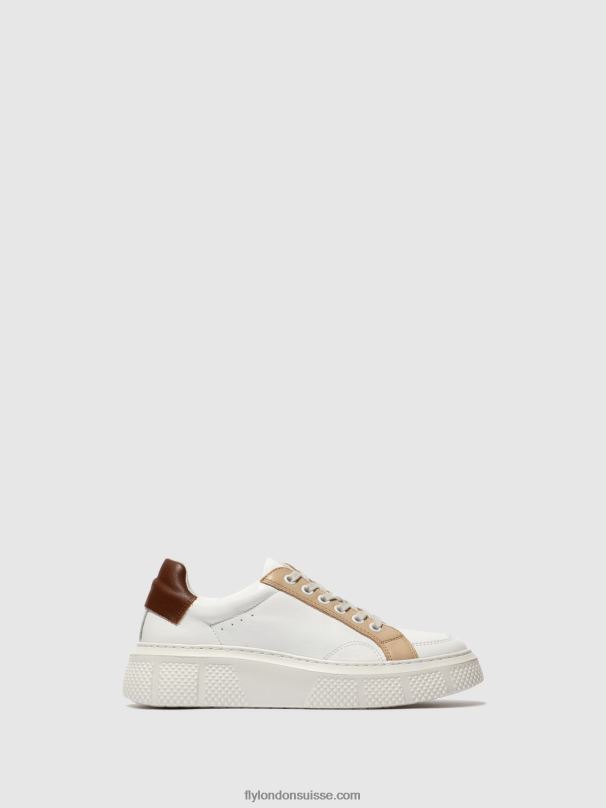 860NR757 baskets à lacets emmy510 Fly London blanc/beige/cognac femmes