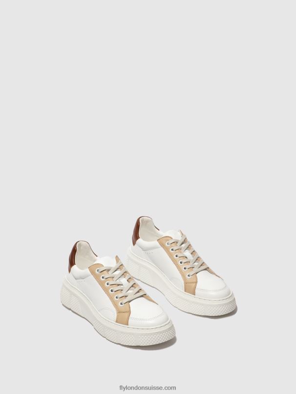 860NR757 baskets à lacets emmy510 Fly London blanc/beige/cognac femmes