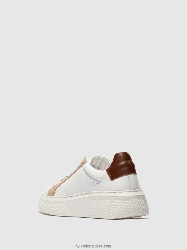 860NR757 baskets à lacets emmy510 Fly London blanc/beige/cognac femmes