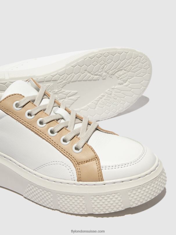 860NR757 baskets à lacets emmy510 Fly London blanc/beige/cognac femmes