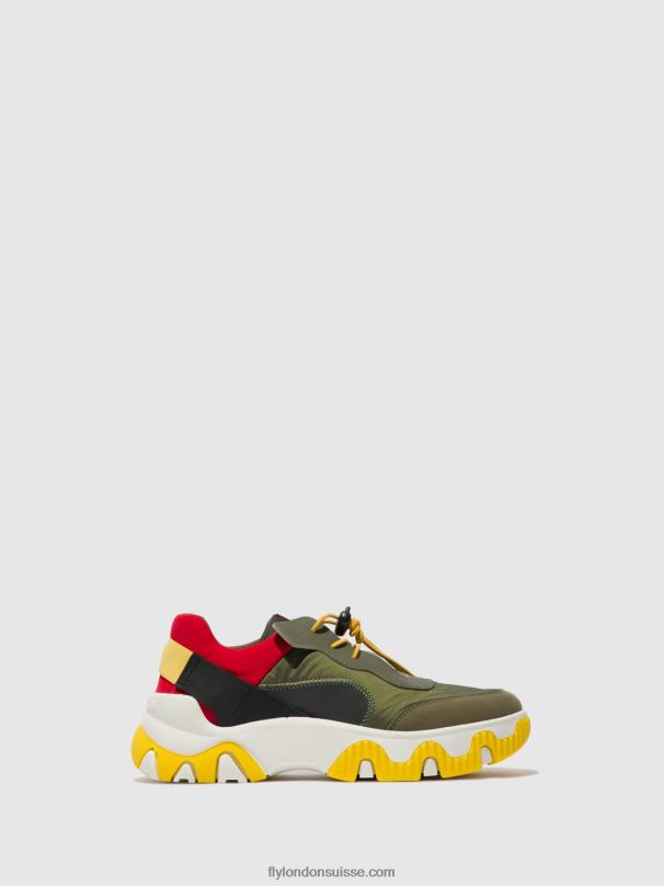 860NR763 baskets élastiquées fian634 Fly London multi kaki/rouge/jaune femmes