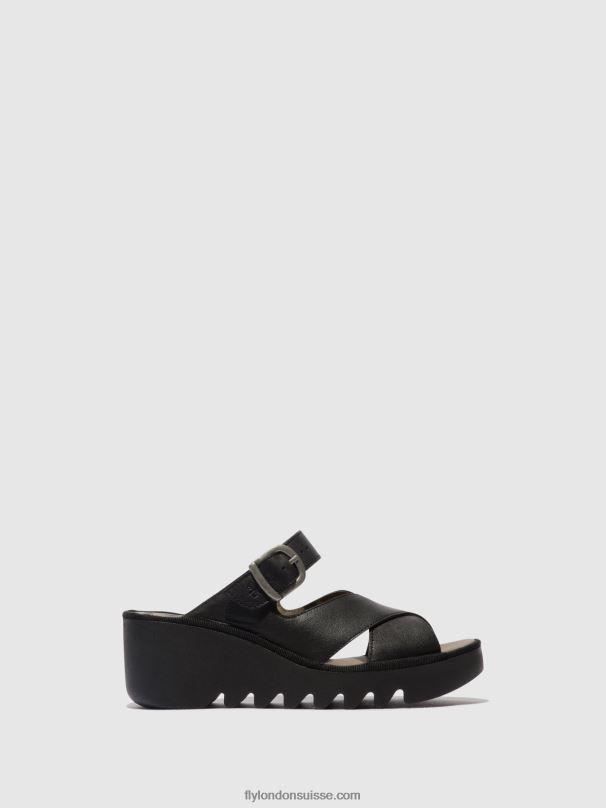 860NR356 mules compensées bocy409 Fly London noir femmes