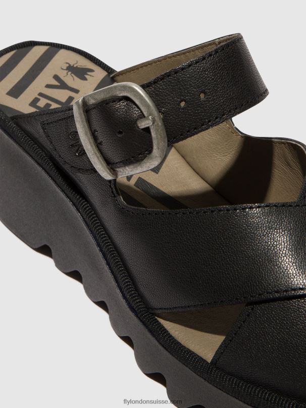 860NR356 mules compensées bocy409 Fly London noir femmes