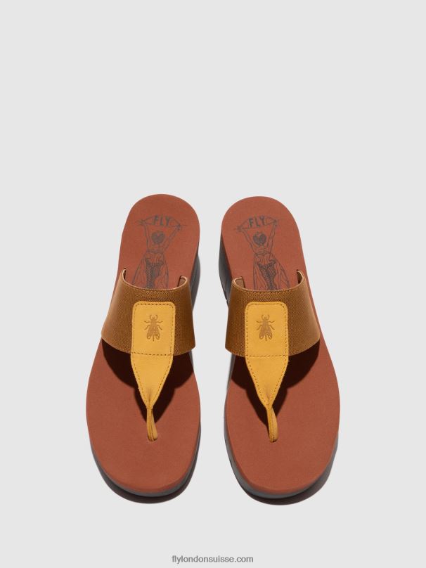 860NR359 mules à enfiler yomu725 Fly London bourdon/chameau (brique) femmes