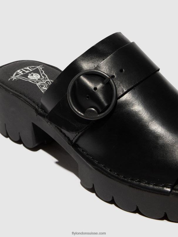 860NR370 mules à boucle eple519 Fly London noir femmes