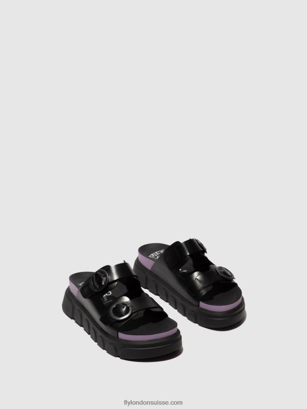 860NR376 mules à boucle cide946 Fly London noir (violet) femmes