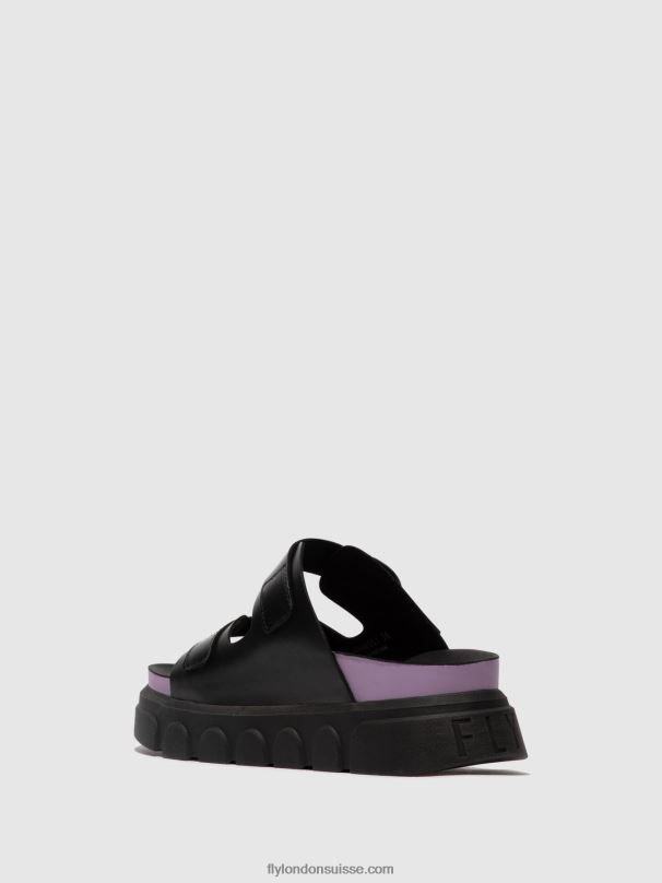 860NR376 mules à boucle cide946 Fly London noir (violet) femmes