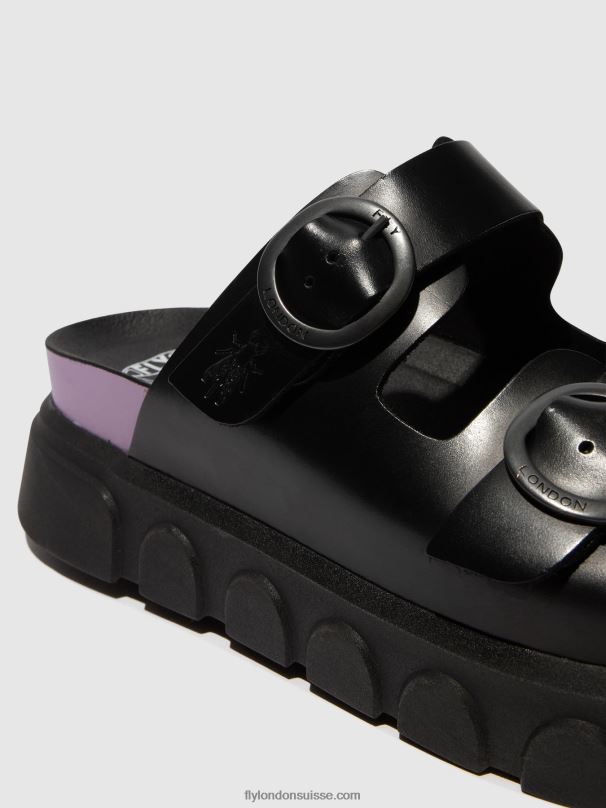 860NR376 mules à boucle cide946 Fly London noir (violet) femmes