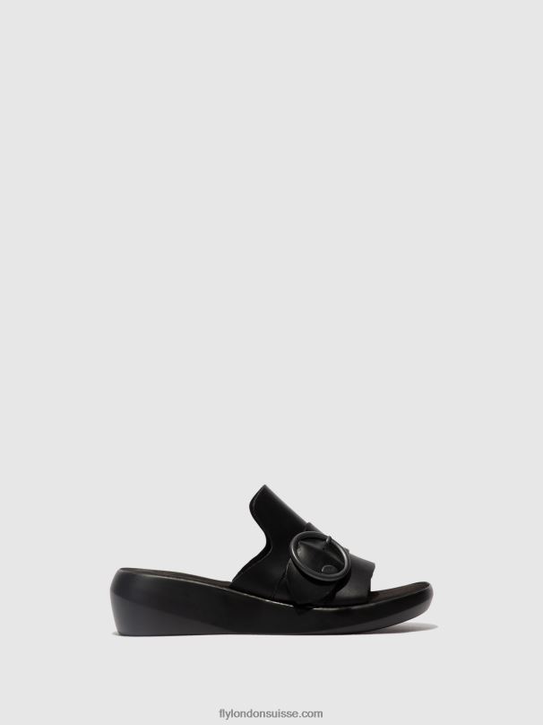 860NR378 mules à boucle beyd925 Fly London noir femmes