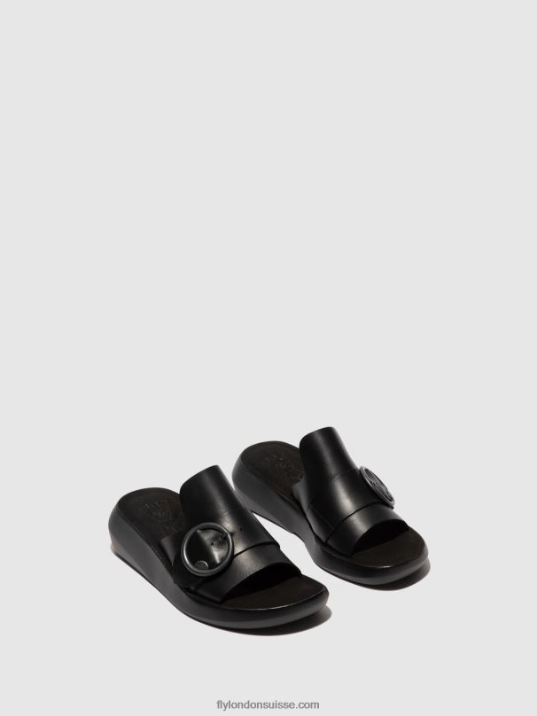 860NR378 mules à boucle beyd925 Fly London noir femmes