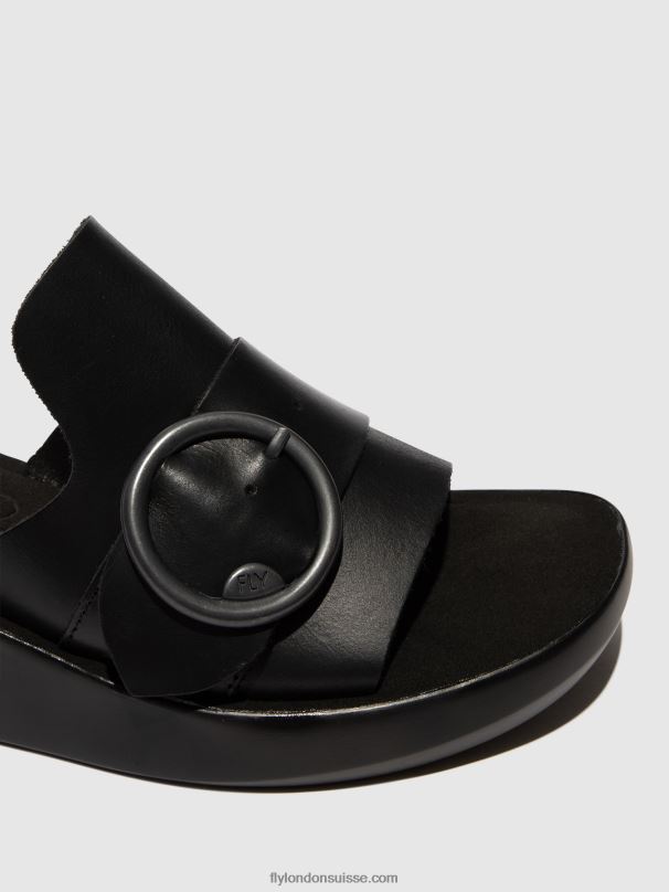 860NR378 mules à boucle beyd925 Fly London noir femmes