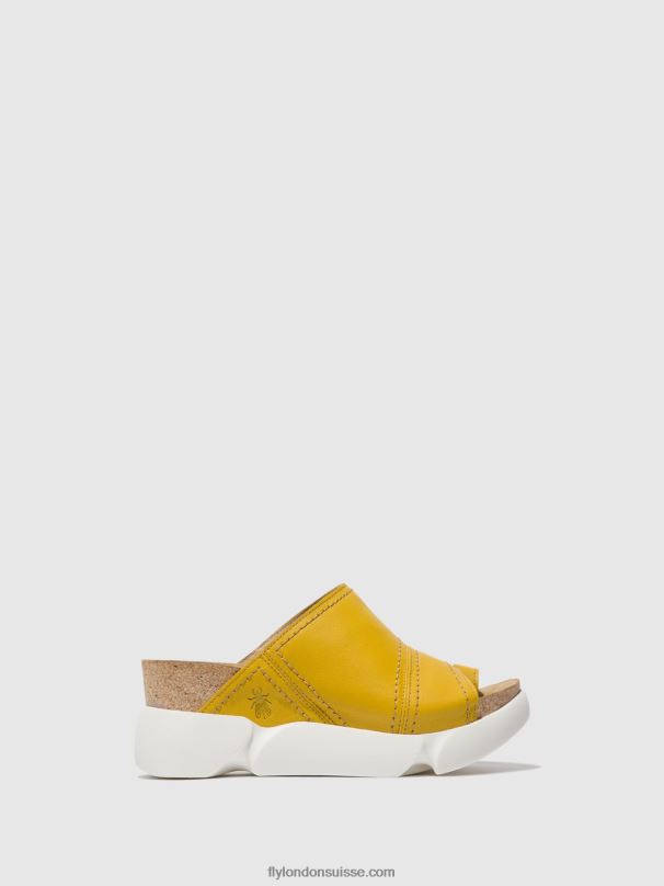 860NR381 mules à bout ouvert sive866 Fly London jaune vif femmes