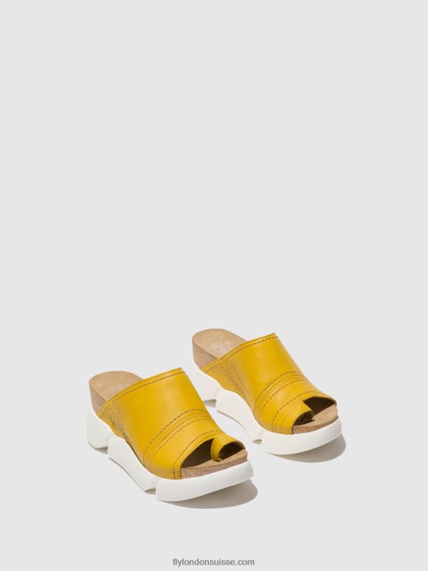 860NR381 mules à bout ouvert sive866 Fly London jaune vif femmes