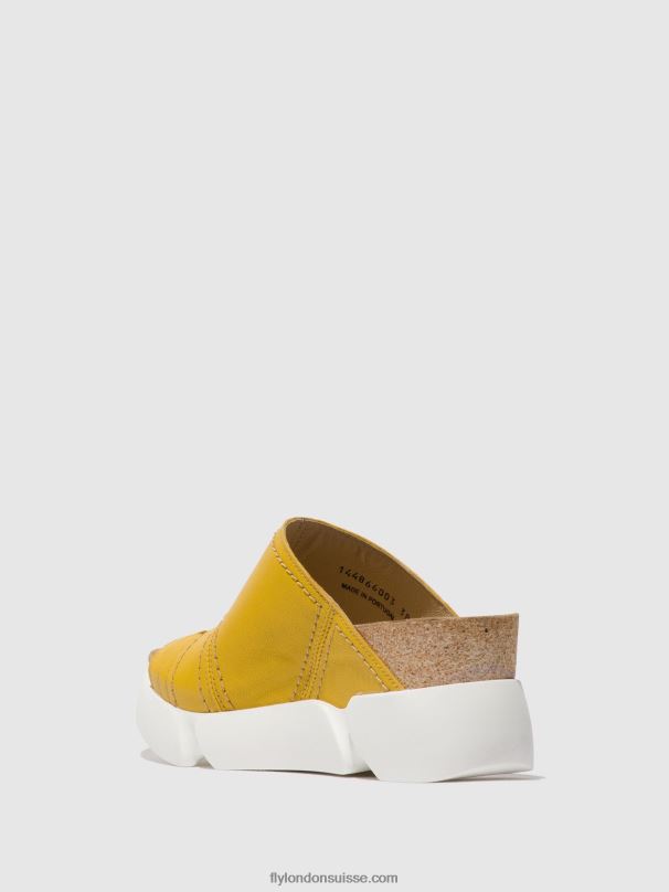 860NR381 mules à bout ouvert sive866 Fly London jaune vif femmes