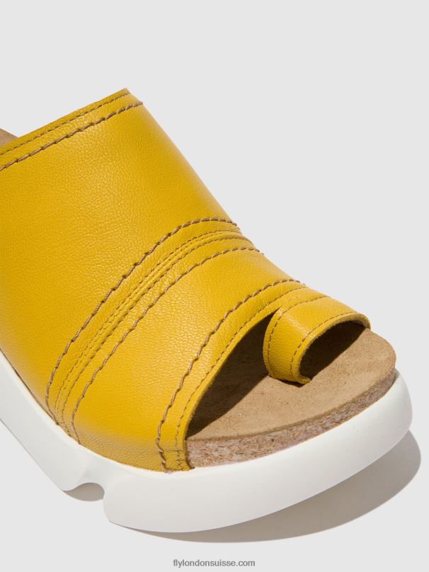 860NR381 mules à bout ouvert sive866 Fly London jaune vif femmes
