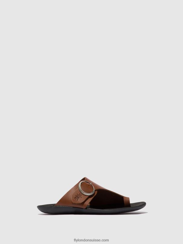 860NR382 mules à bout ouvert mica758 Fly London Cognac femmes
