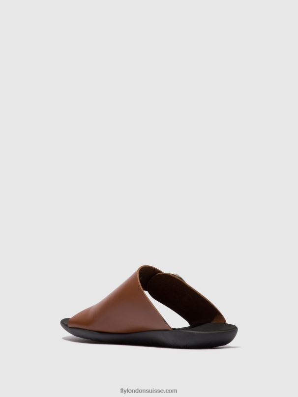 860NR382 mules à bout ouvert mica758 Fly London Cognac femmes