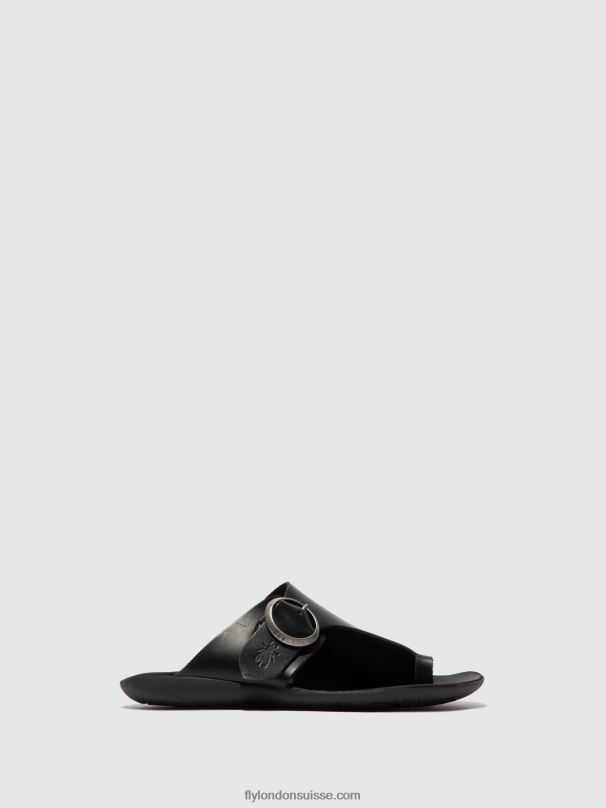 860NR384 mules à bout ouvert mica758 Fly London bride noire femmes