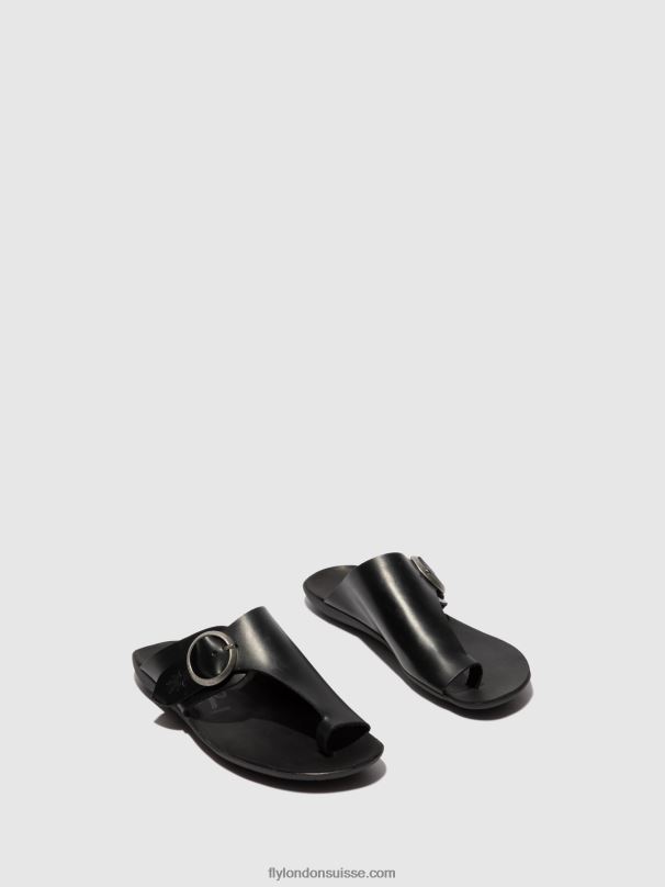 860NR384 mules à bout ouvert mica758 Fly London bride noire femmes