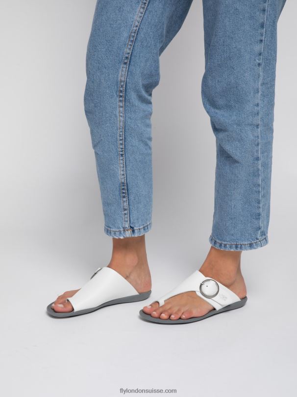 860NR385 mules à bout ouvert mica758 Fly London bride blanc cassé femmes