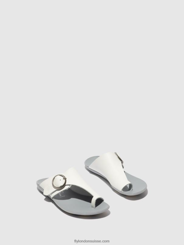 860NR385 mules à bout ouvert mica758 Fly London bride blanc cassé femmes