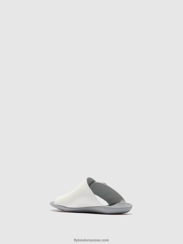 860NR385 mules à bout ouvert mica758 Fly London bride blanc cassé femmes