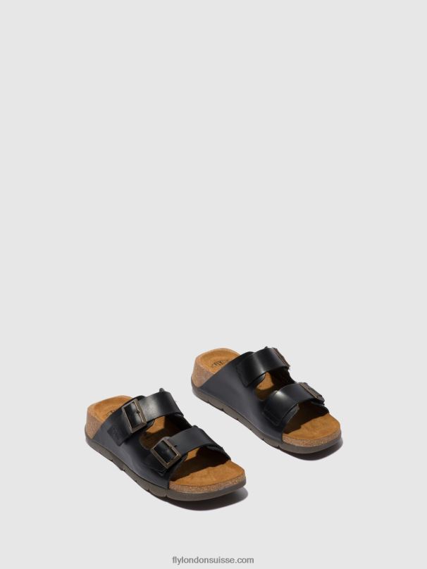 860NR387 mules à bout ouvert caja721 Fly London bride noire femmes