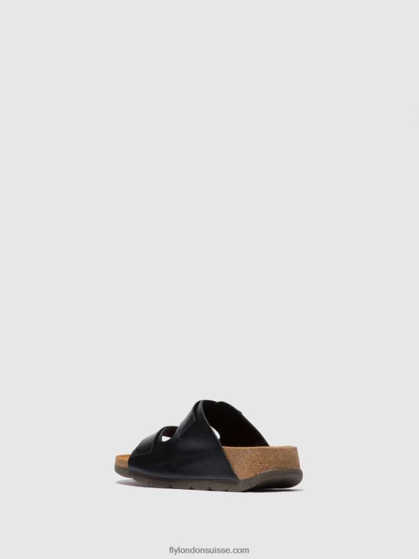 860NR387 mules à bout ouvert caja721 Fly London bride noire femmes