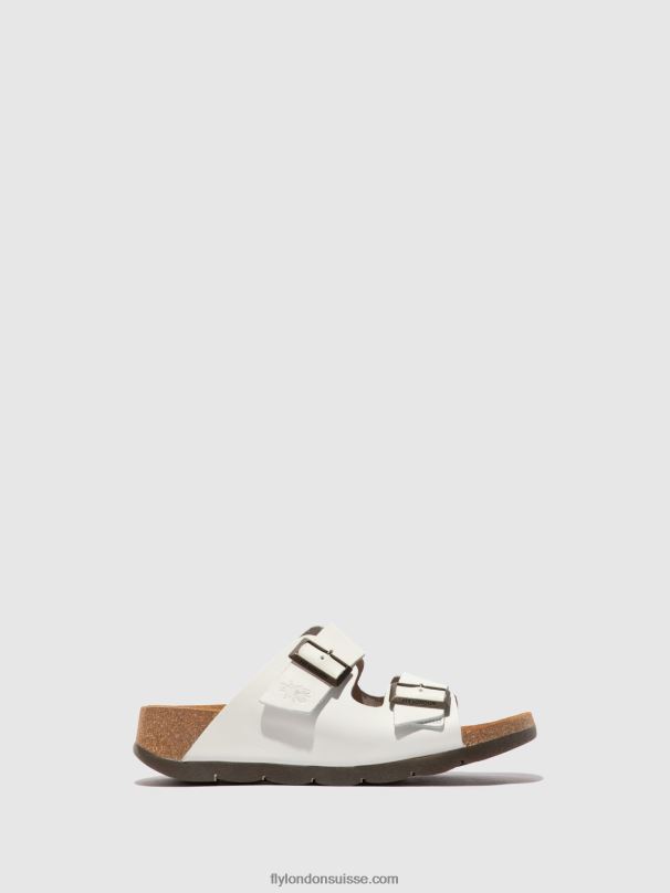 860NR388 mules à bout ouvert caja721 Fly London bride blanc cassé femmes