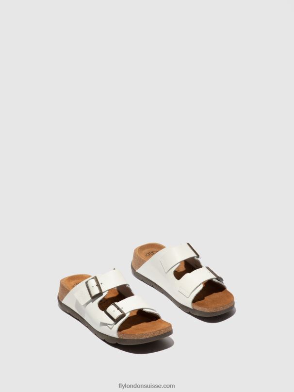 860NR388 mules à bout ouvert caja721 Fly London bride blanc cassé femmes