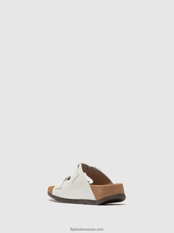 860NR388 mules à bout ouvert caja721 Fly London bride blanc cassé femmes