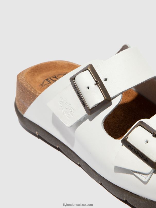 860NR388 mules à bout ouvert caja721 Fly London bride blanc cassé femmes